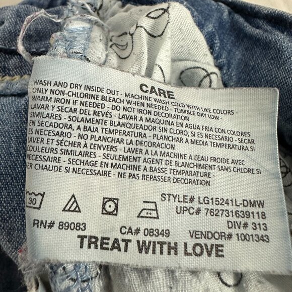 L.E.I Chelsea Lowrise Girls Denim Shorts Size 7 Embroidered Adjustable Waist - Picture 7 of 7